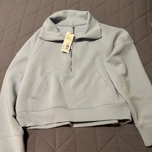 CALIA by Carrie Underwood Light Blue Half-Zip Cowl Neck Sweater